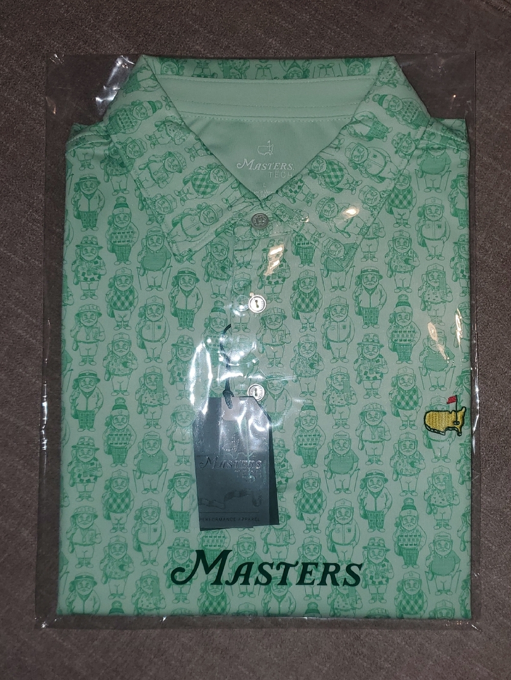 NWT 2026 Masters Mint Gnome Caddie Polo